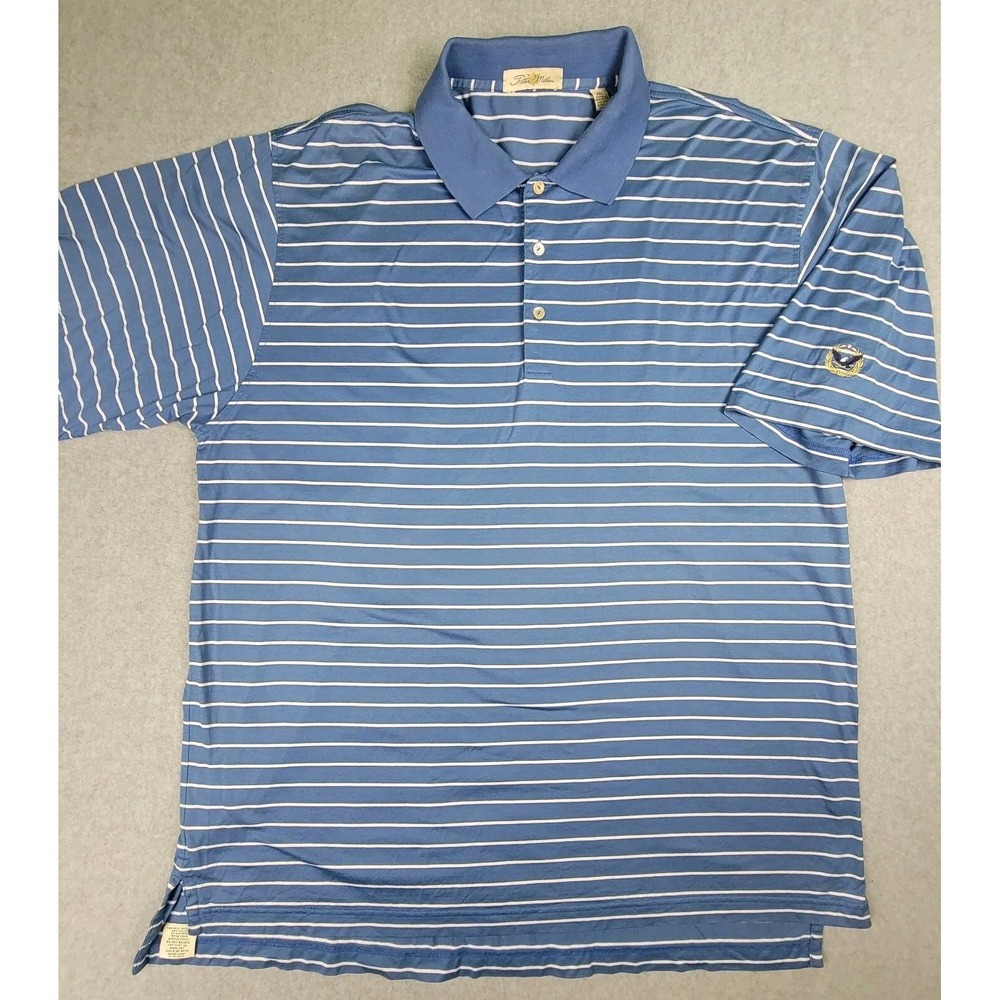 Peter Millar Blue Polo Shirt XXL Logo Cotton Made Korea